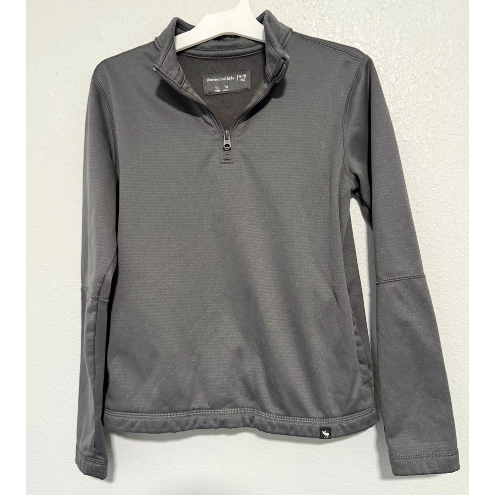 Abercrombie Kids Gray 1/4 Zip Pullover Sweatshirt Fleece Lined‎ Size 9-10